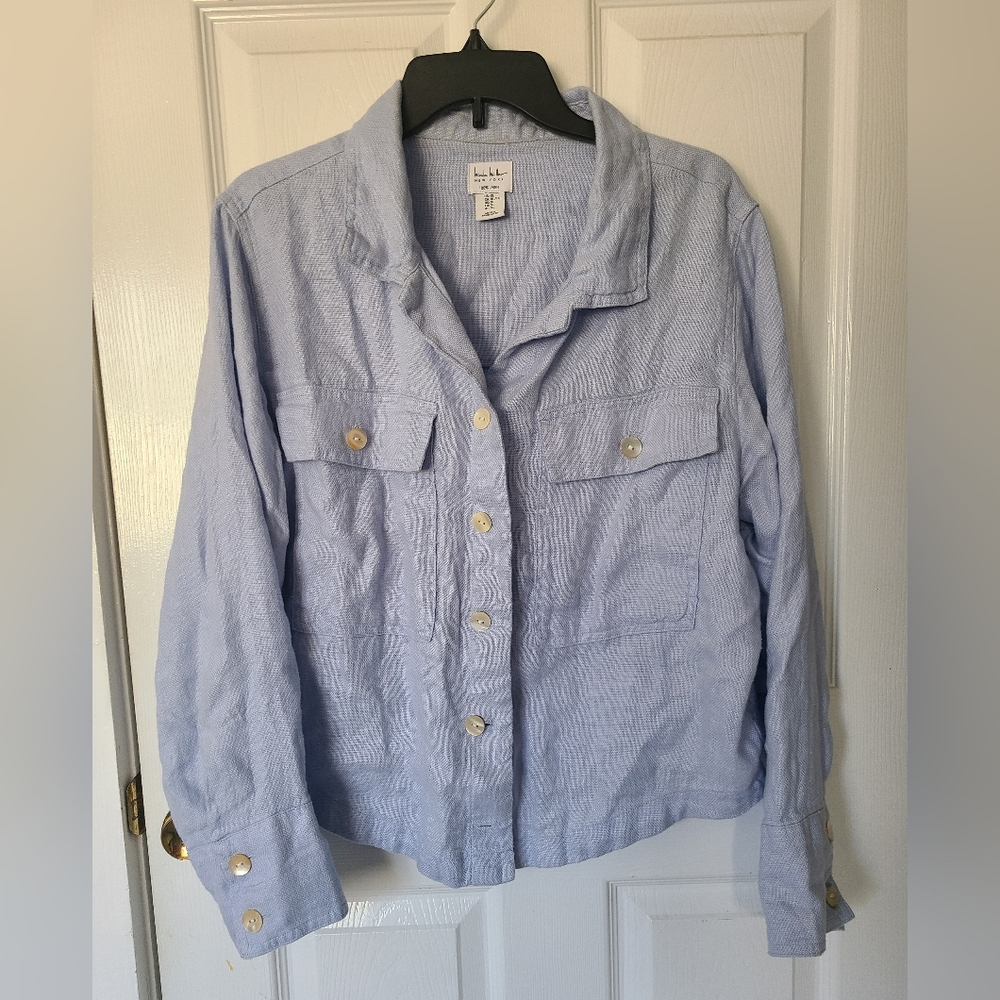 Nicole Miller Soft Blue Utility Jacket